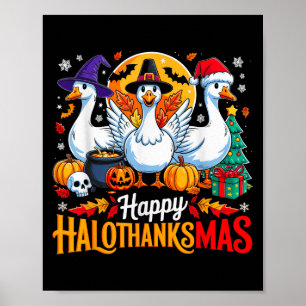Poster Feliz Hallothanksmas Engraçado Amantes de os anima