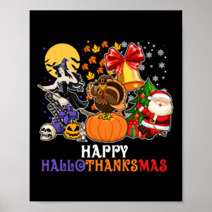 Poster FELIZ HALLOTHANKSMAS GNOME Dia de Dia das Bruxas