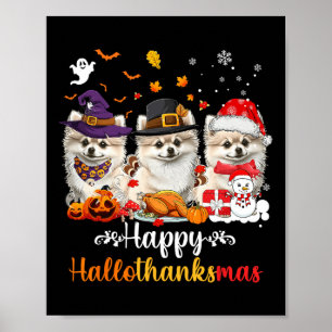 Poster Feliz Hallothanksmas Pomerânia Cão de Halloween Ch