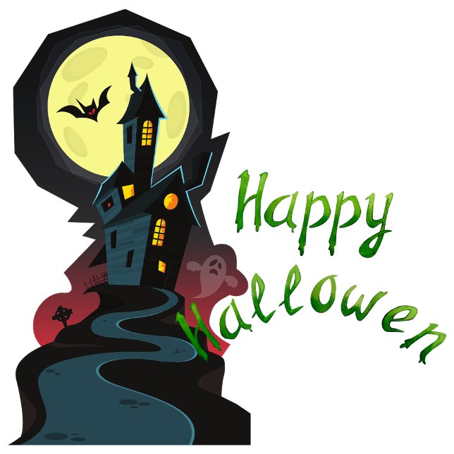 Poster Feliz Halloween (Whispers from beyond echo in the haunted mansion.)