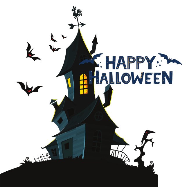 Poster Feliz Halloween (Whispers from beyond echo in the haunted mansion.)