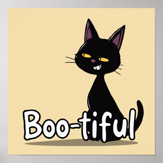 Poster Feliz Halloween Black Cat Boo Bonito (Frente)