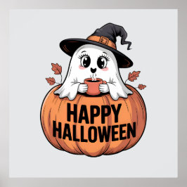 Poster Feliz Halloween Caffeine Ghost