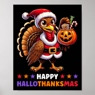 Poster Feliz Halloween de Hallothanksmas Dia de Ação de G