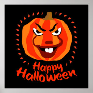Poster Feliz Halloween 🎃 Engraçado Scary Spooky Pumpkin
