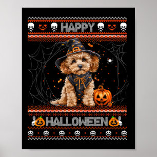 Poster Feliz Halloween Feia Poodle Howl-o-ween Pumpkin Do