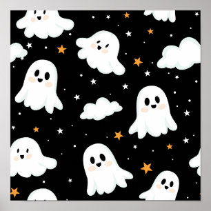 Poster Feliz Halloween Ghost Cloudy Star Sky