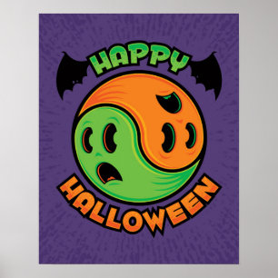 Poster Feliz Halloween Ghost Yin-Yang