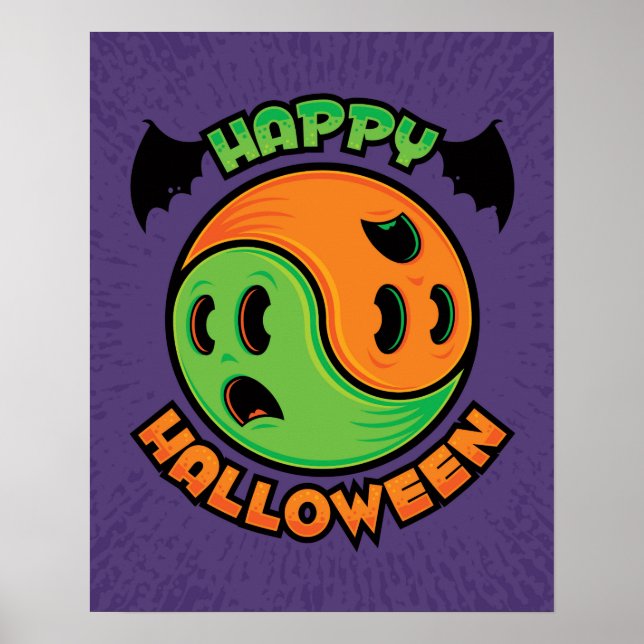 Poster Feliz Halloween Ghost Yin-Yang (Frente)