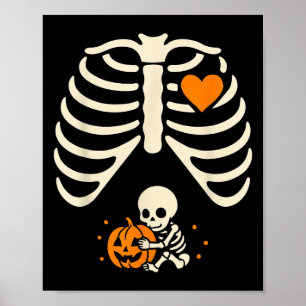 Poster Feliz Halloween Grávida Bebê Skeleton Spookies Sea