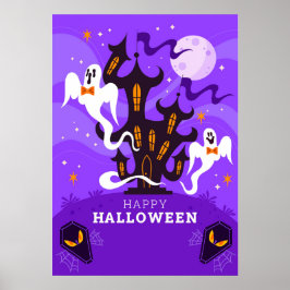 Poster Feliz Halloween Hauneen House e Ghost