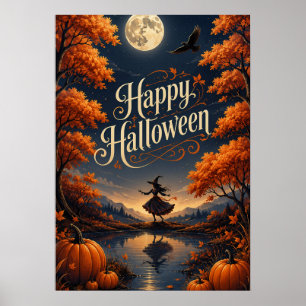 Poster Feliz Halloween Outono Encantado Abóbora