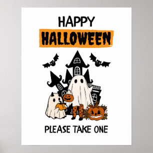 Poster Feliz Halloween "Por Favor, Pegue Um" Sinal De Por