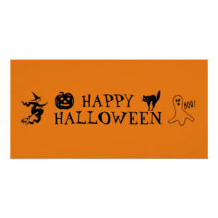 Pôster Feliz Halloween Poster preto e laranja assustador