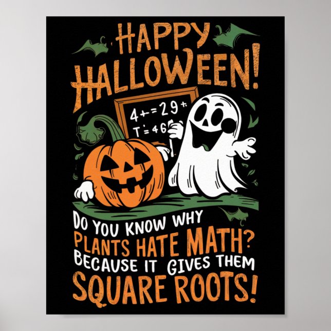 Poster Feliz Halloween - Professor de Matemática, Cientis (Frente)