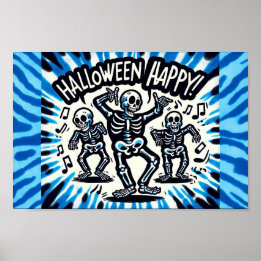 Poster Feliz Halloween Skeletons: Festa de dança, Tie-Dye