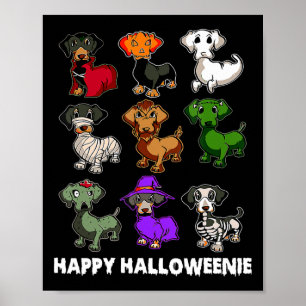 Poster Feliz Halloweenie Dachshund Dachshund Halloween Gi