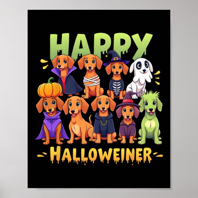 Poster Feliz Halloweiner Proprietários de Cachorros Dia d (Frente)