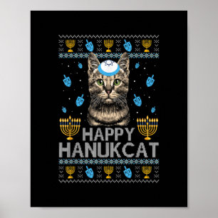 Poster Feliz Hanukcat Ugly Hanukkah Sweater Maine Coon Ca