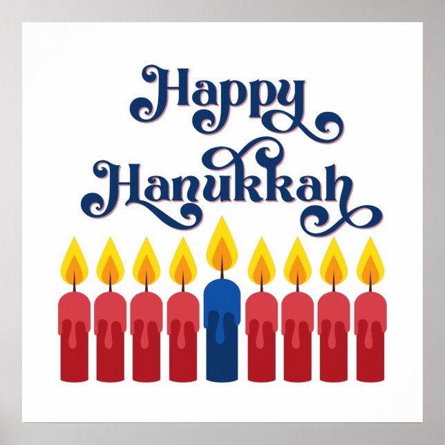 Poster Feliz Hanukkah com Velas (Frente)
