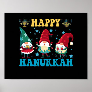 Poster Feliz Hanukkah Gnomos Judeus Judeus Presente