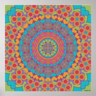 Pôster Feliz Heart Mandala 1