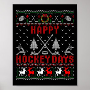 Poster Feliz Hockey Days Divertido Frio Natal
