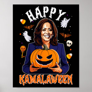 Poster Feliz Kamalaween Abóbora Harris Halloween EUA Elec