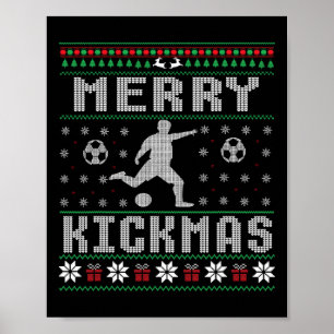 Poster Feliz Kickmas Jogador de Futebol Suéter Feio de Na