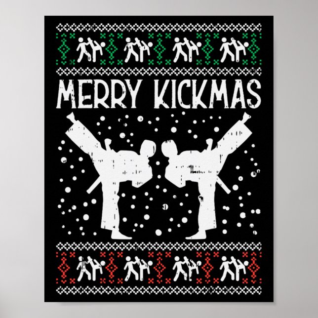 Poster Feliz Kickmas Natal Feio Karate Jiu Jitsu Mart (Frente)