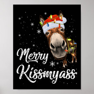Poster Feliz Kissmy Donkey Sarcastic Xmas Engraçado Pajam