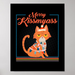 Poster Feliz Kissmyass Grumpy Engraçado Gato De Natal Com