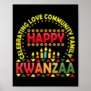 Poster Feliz Kwanzaa Celebrando Amor Kinara Natal Af