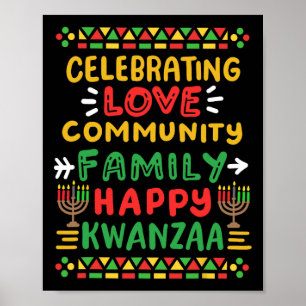 Poster Feliz Kwanzaa Celebrando Homens Da Família Da Comu