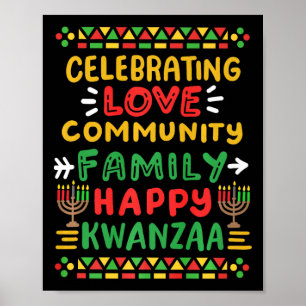 Poster Feliz Kwanzaa Celebrando Homens Da Família Da Comu