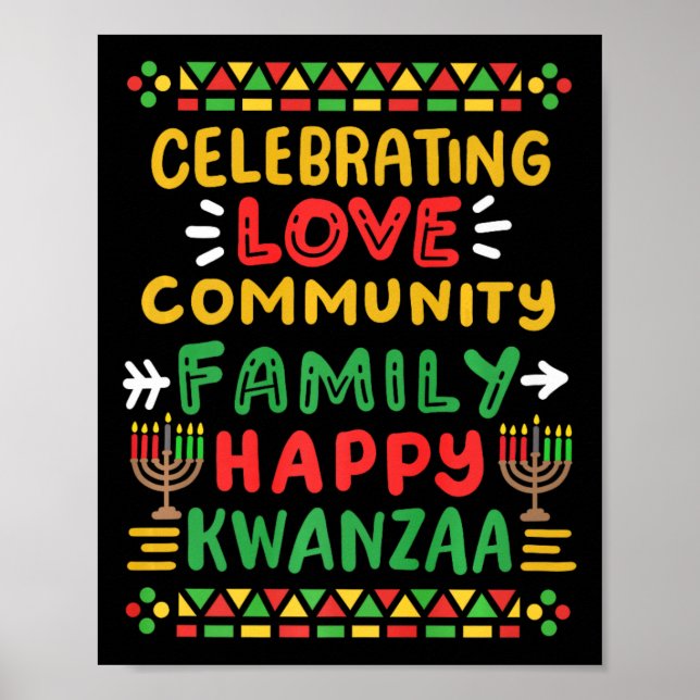 Poster Feliz Kwanzaa Celebrando Homens Da Família Da Comu (Frente)
