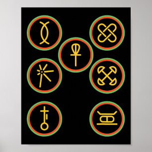 Poster Feliz Kwanzaa Kinara-sete Princípios Crachás Kw