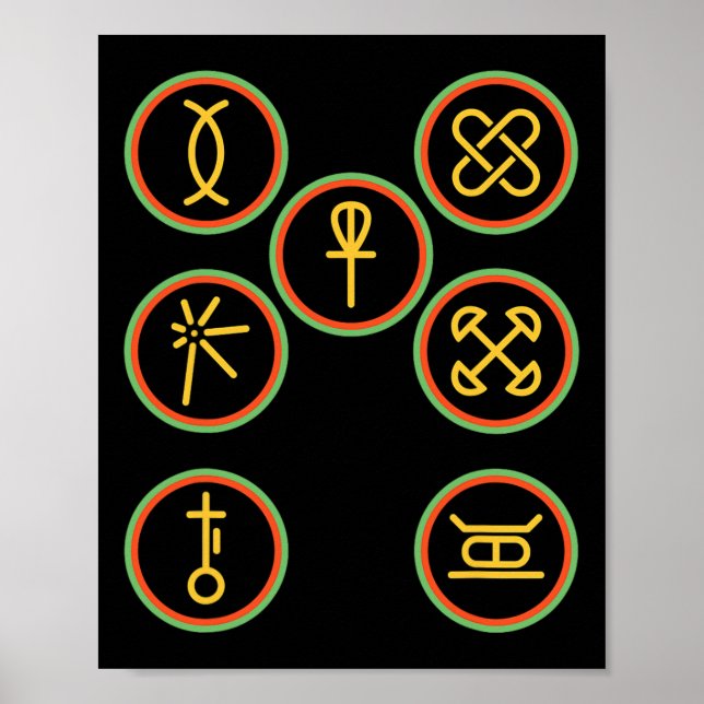 Poster Feliz Kwanzaa Kinara-sete Princípios Crachás Kw (Frente)