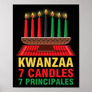 Poster Feliz Kwanzaa Kinara Sete Princípios Velas Pan