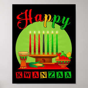 Poster Feliz Kwanzaa Kinara Sete Velas Princípios De K