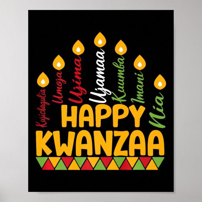 Poster Feliz Kwanzaa Kinara Sete Velas Princípios De K (Frente)