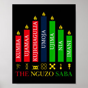Poster Feliz Kwanzaa Kinara Sete Velas Princípios De K