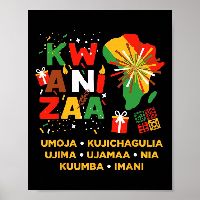 Poster Feliz Kwanzaa Kinara Sete Velas Princípios De K (Frente)