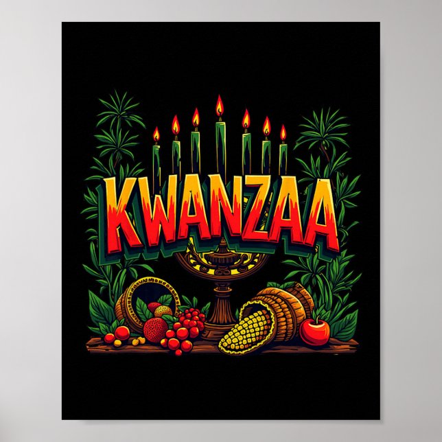 Poster Feliz Kwanzaa Mens Natal Feliz K Afro-Americano (Frente)