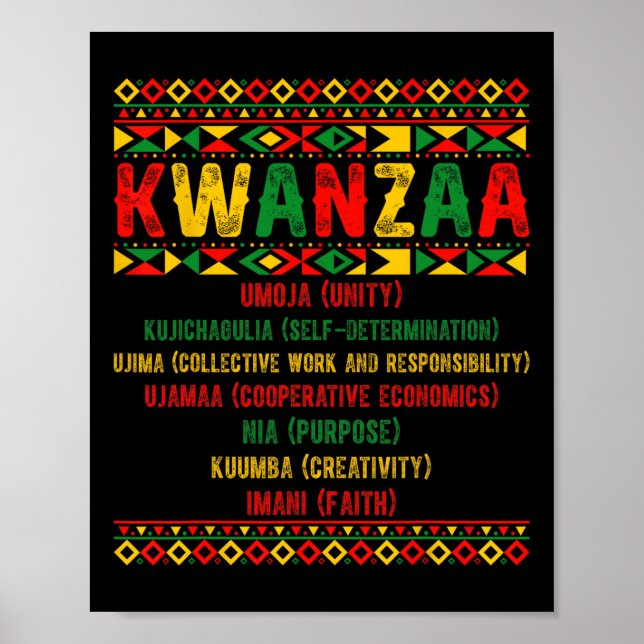 Poster Feliz Kwanzaa Pajama Kinara Princípios Velas Pan (Frente)