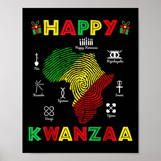 Poster Feliz Kwanzaa Sete Princípios Das Mulheres Kwanzaa (Frente)
