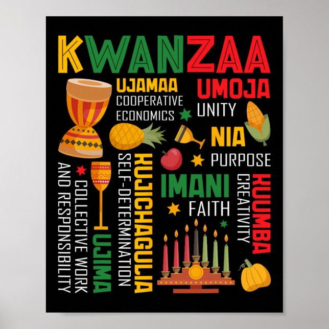 Poster Feliz Kwanzaa Sete Princípios De Homens Kwanzaa (Frente)