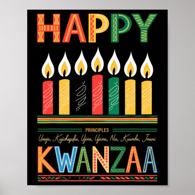 Poster Feliz Kwanzaa Sete Princípios De Homens Kwanzaa (Frente)