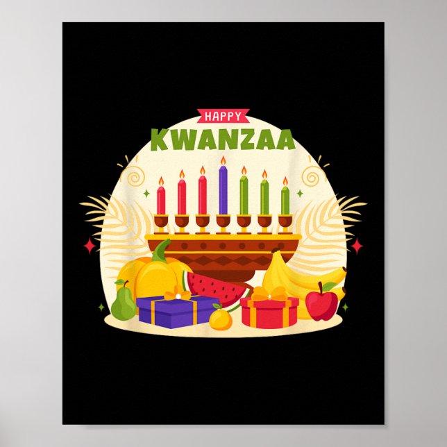Poster Feliz Kwanzaa Sete Princípios De Kwanzaa Kinara M (Frente)