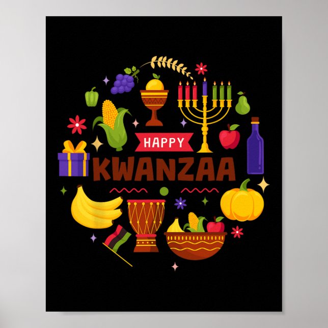 Poster Feliz Kwanzaa Sete Princípios De Kwanzaa Kinara M (Frente)